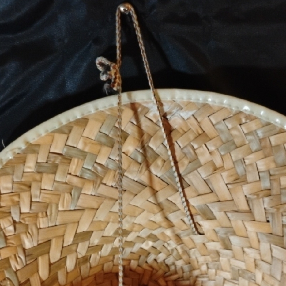 Vintage Tan Woven Straw Conical Hat - Picture 7 of 13